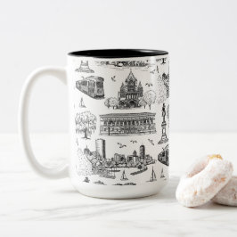 Boston Toile (årsjubileumsutgåva) Svart/Vit Två-Tonad Mugg