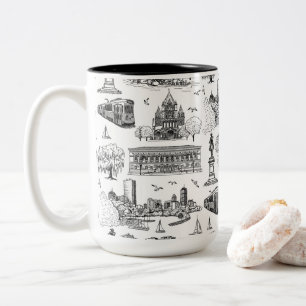 Boston Toile (årsjubileumsutgåva) Svart/Vit Två-Tonad Mugg