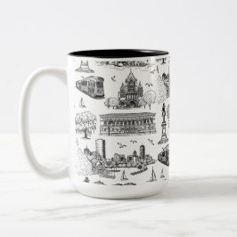 Boston Toile (årsjubileumsutgåva) Svart/Vit Två-Tonad Mugg