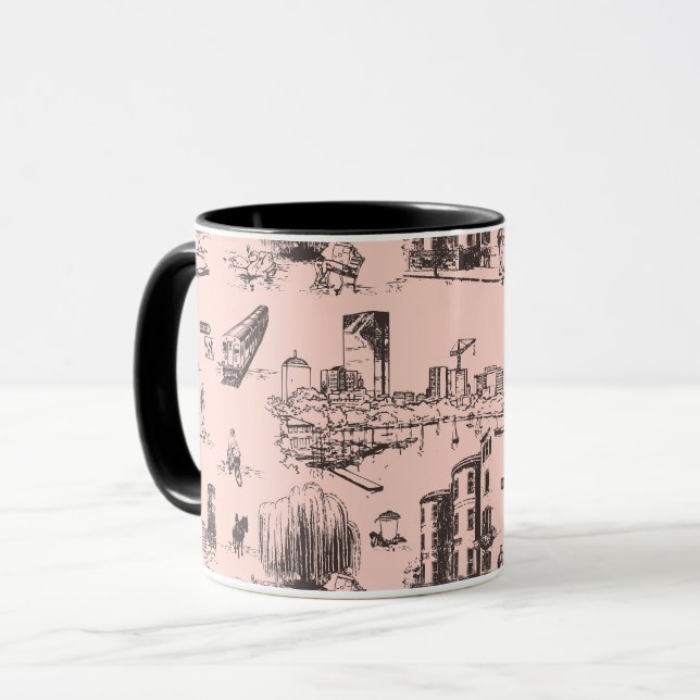 Boston Toile Black and Rosa Mugg (Framsida vänster)