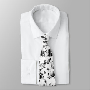 Boston Toile Black and White Neck Tie Slips