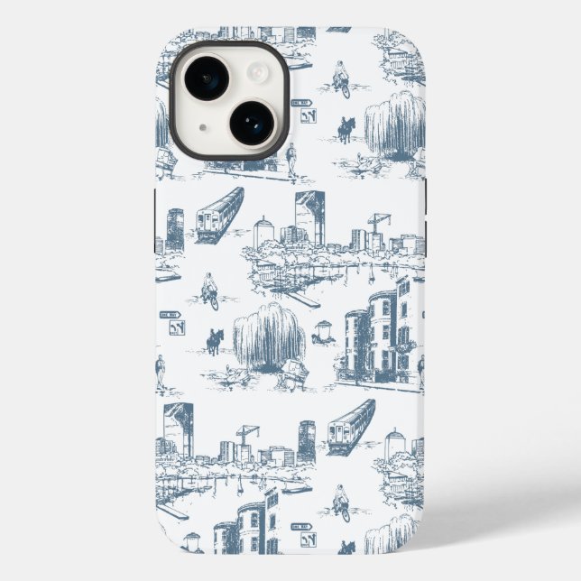 Boston Toile Blue and White Phone Case (Baksida)