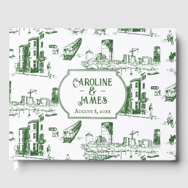 Boston Toile Forest Grönt Personlig Guest Bok (Framsida)