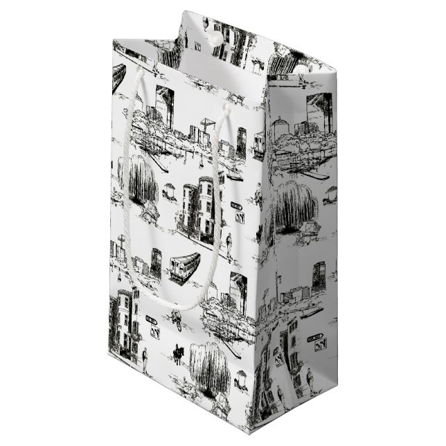 Boston Toile Gift Bag (Framsidan Vinklad)