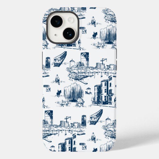 Boston Toile Navy and White Phone Case (Baksida)