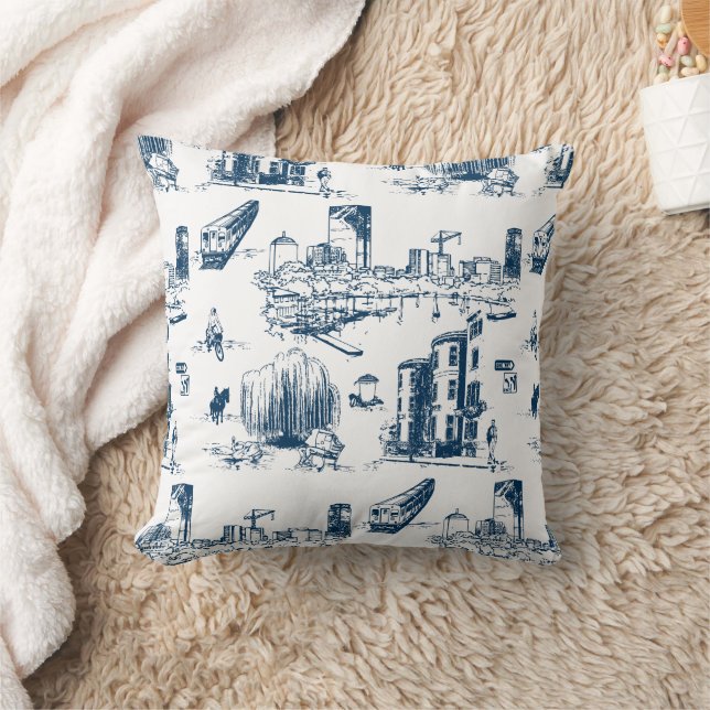 Boston Toile Navy Dekorativ kudde (Filt)