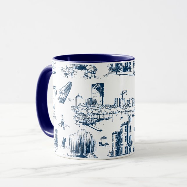 Boston Toile Navy Mugg (Framsida vänster)