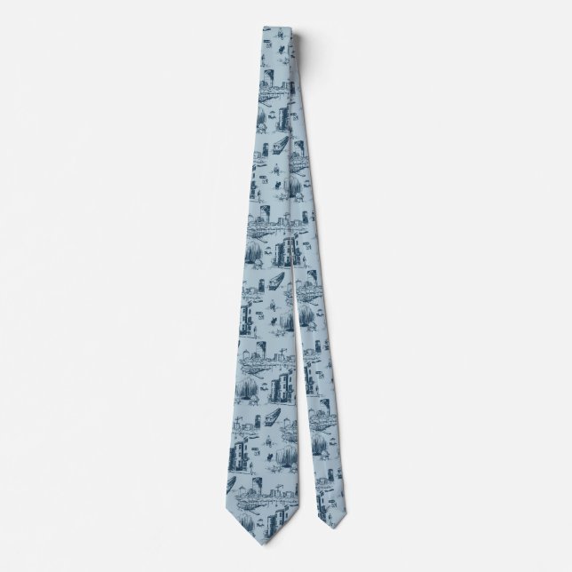 Boston Toile Navy och Blue Neck Tie Slips (Framsida)