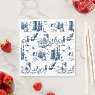 Boston Toile Navy och White Pappersservett