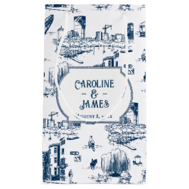 Boston Toile Navy Personlig Bröllop Gift Bag