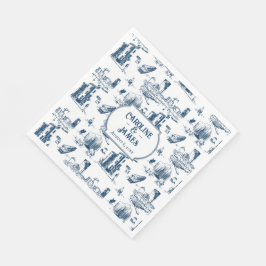 Boston Toile Navy Personlig Papper Napkins Pappersservett