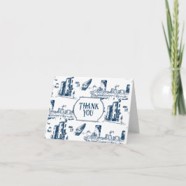 Boston Toile Navy-Personlig - tack för ditt kort