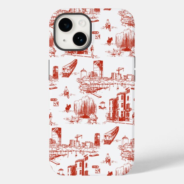 Boston Toile Red and White Phone Case (Baksida)