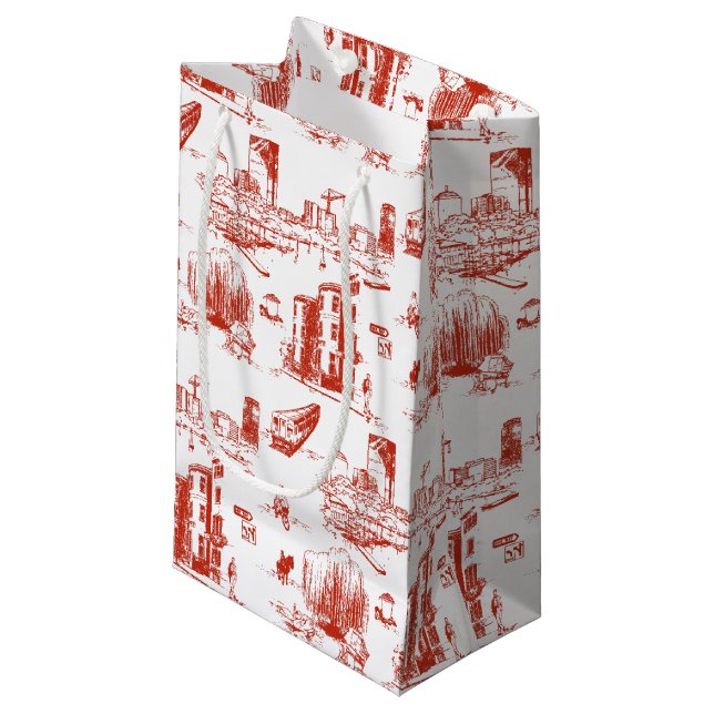 Boston Toile Red Gift Bag (Framsidan Vinklad)