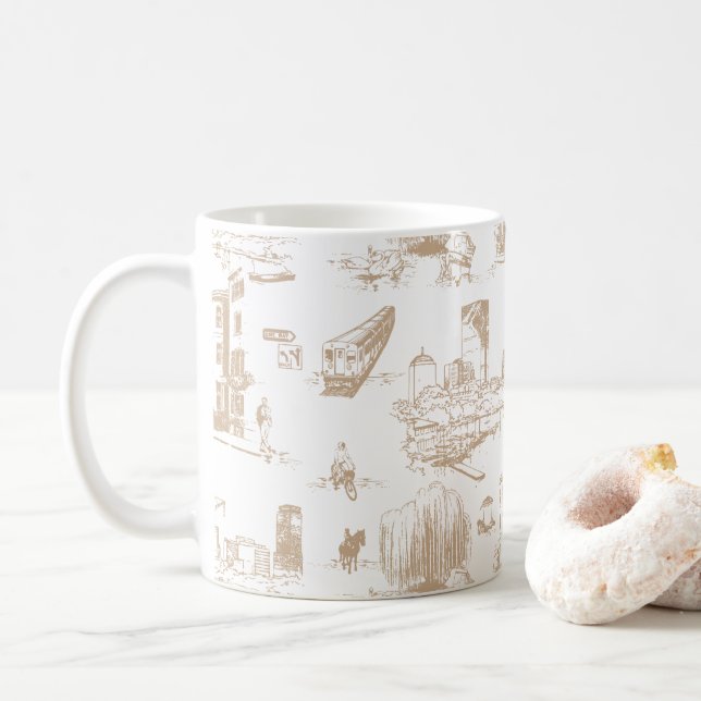 Boston Toile Tan and White Kaffemugg (Med munk)