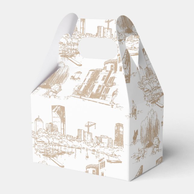 Boston Toile Tan and White Presentaskar (Framsidan Sidan)