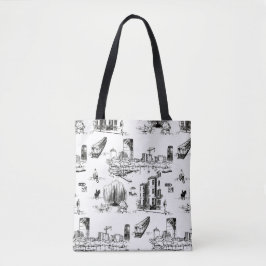 Boston Toile Tote Bag Tygkasse