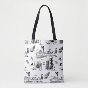 Boston Toile Tote Bag Tygkasse