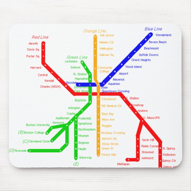 Boston tunnelbanan Mousepad Musmatta (Framsidan)