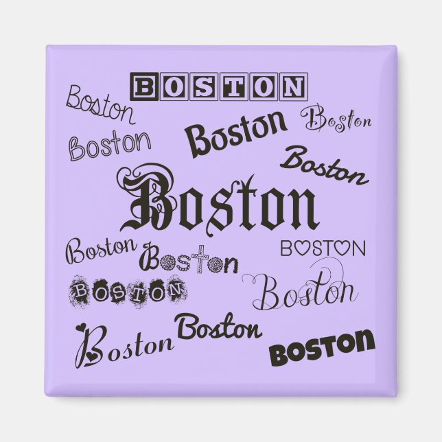 Boston Typsnitt på Lavender Magnet (Framsidan)
