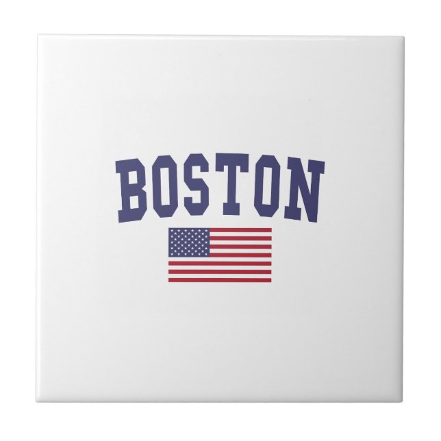 Boston US Flagga Kakelplatta (Framsidan)