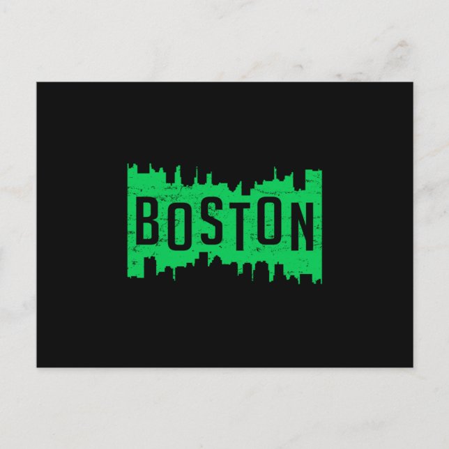 Boston USA City Cityscape Skyline Funny Gift Idea Vykort (Framsida)