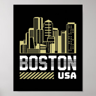 Boston USA Silhuettgrafik   Modern Urban Stad Poster