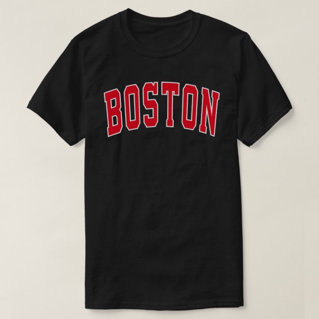 Boston Varsity Stil Red Text T-Shirt (Design framsida)