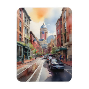 Boston vattenfärgskonst magnet