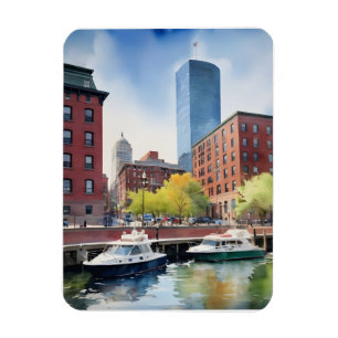 Boston vattenfärgskonst magnet