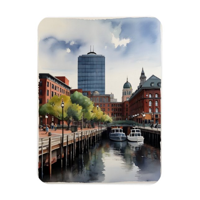 Boston vattenfärgskonst magnet (Vertikal)