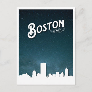 Boston vid nattlig horisont - Boston, Massachusett Vykort