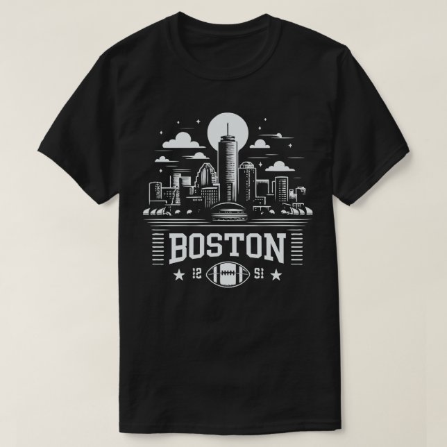 Boston Vintage Skyline T Shirt (Design framsida)