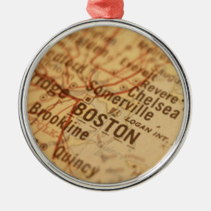 BOSTON vintagekarta Julgransprydnad Metall