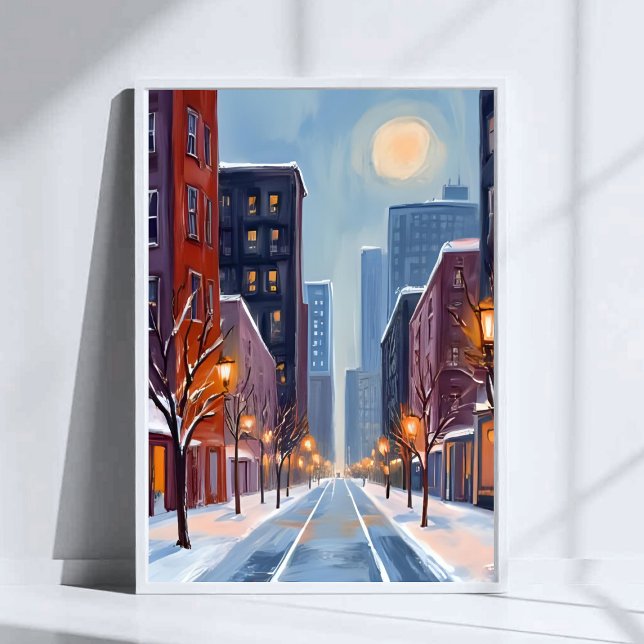 Boston Vinter | Massachusetts Stad Vattenfärg Poster (Skapare uppladdad)