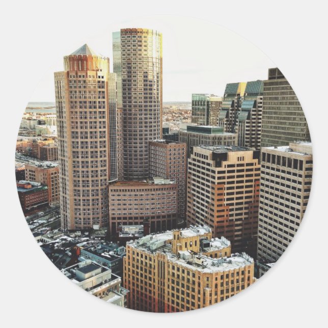 Boston-vy Runt Klistermärke (Framsida)