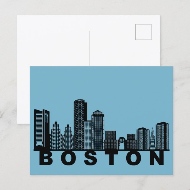 Boston vykort – ikonisk siluett av stadsbilden (Fram/baksida)
