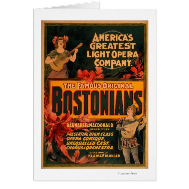 Bostonians Amerikas Underbarare lätta opera Hälsningskort (Framsidan)