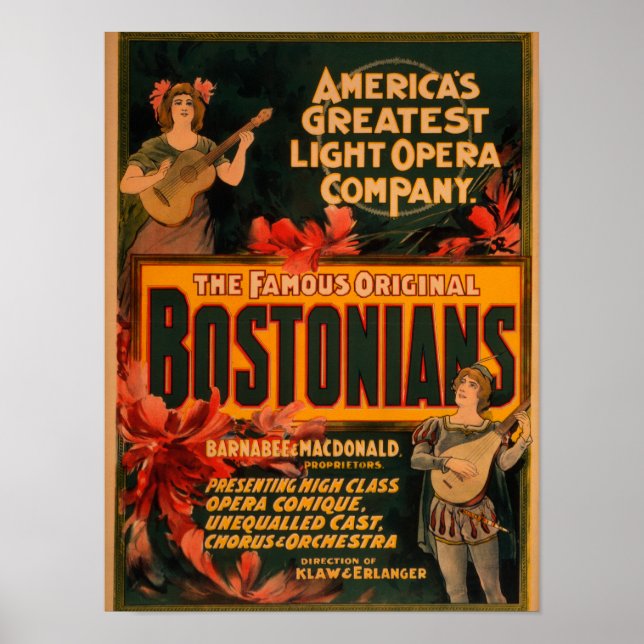 Bostonians Amerikas Underbarare lätta opera Poster (Framsidan)