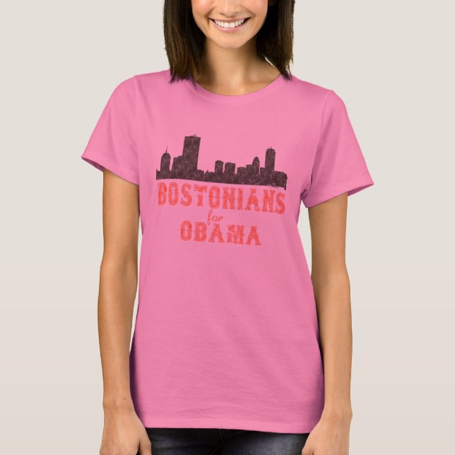 Bostonians for Obama Långärmad Damtröja Tee (Framsida)
