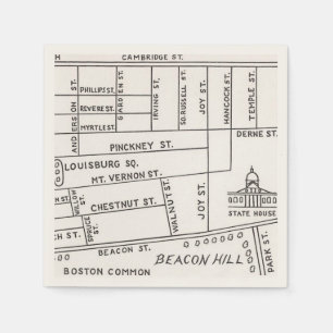 Bostons Beacon Hill-karta Pappersservett