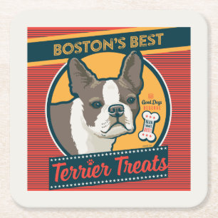 Boston's Best Terrier Treats Underlägg Papper Kvadrat