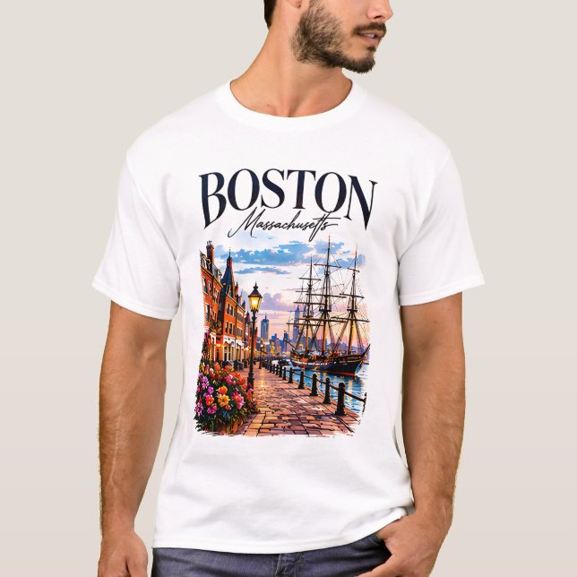 Bostons historiska siluett t shirt (Framsida)