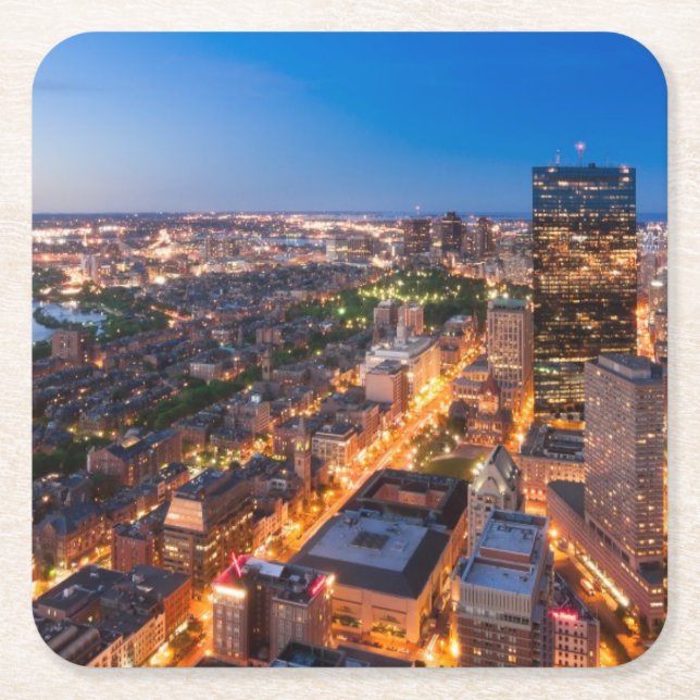 Bostons horisont på skymningen underlägg papper kvadrat (Framsidan)