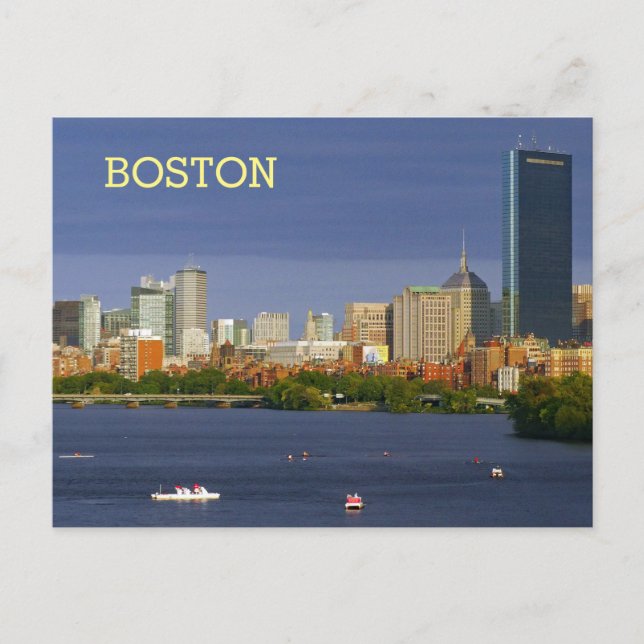 Bostons skyline och Charles River Vykort (Framsida)