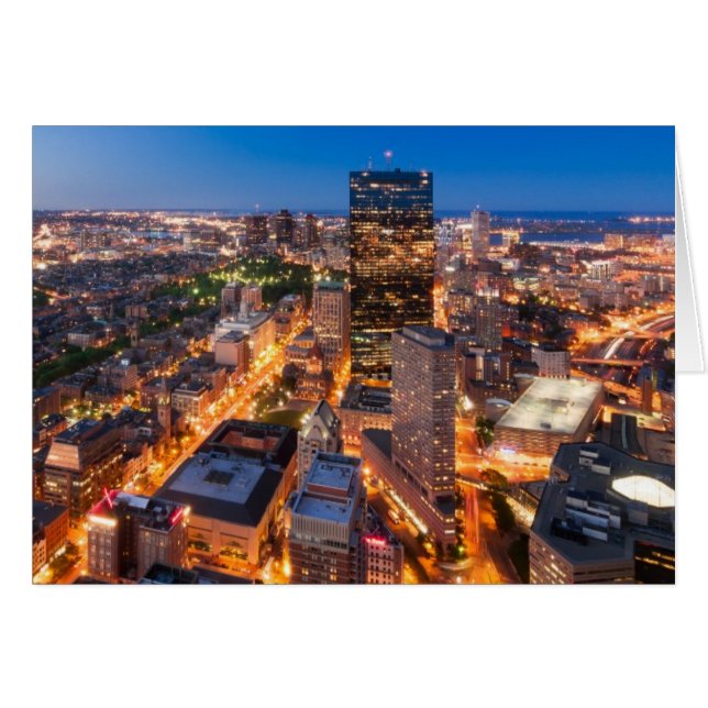 Boston's skyline vid dusk hälsningskort (Framsidan Horizontal)