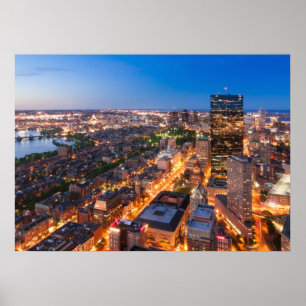 Boston's skyline vid dusk poster