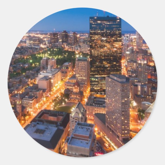 Boston's skyline vid dusk runt klistermärke (Framsida)