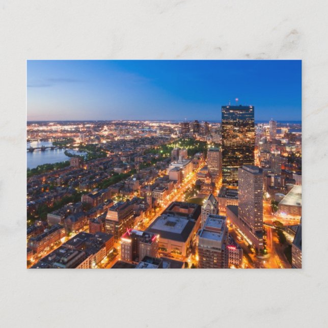 Boston's skyline vid dusk vykort (Framsida)