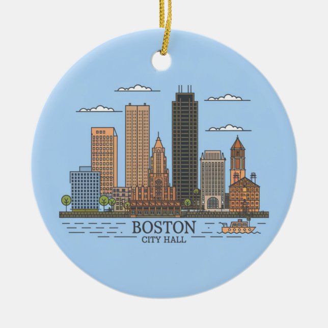 Bostons stadsbild, Bostons siluett ma Julgransprydnad Keramik (Framsidan)